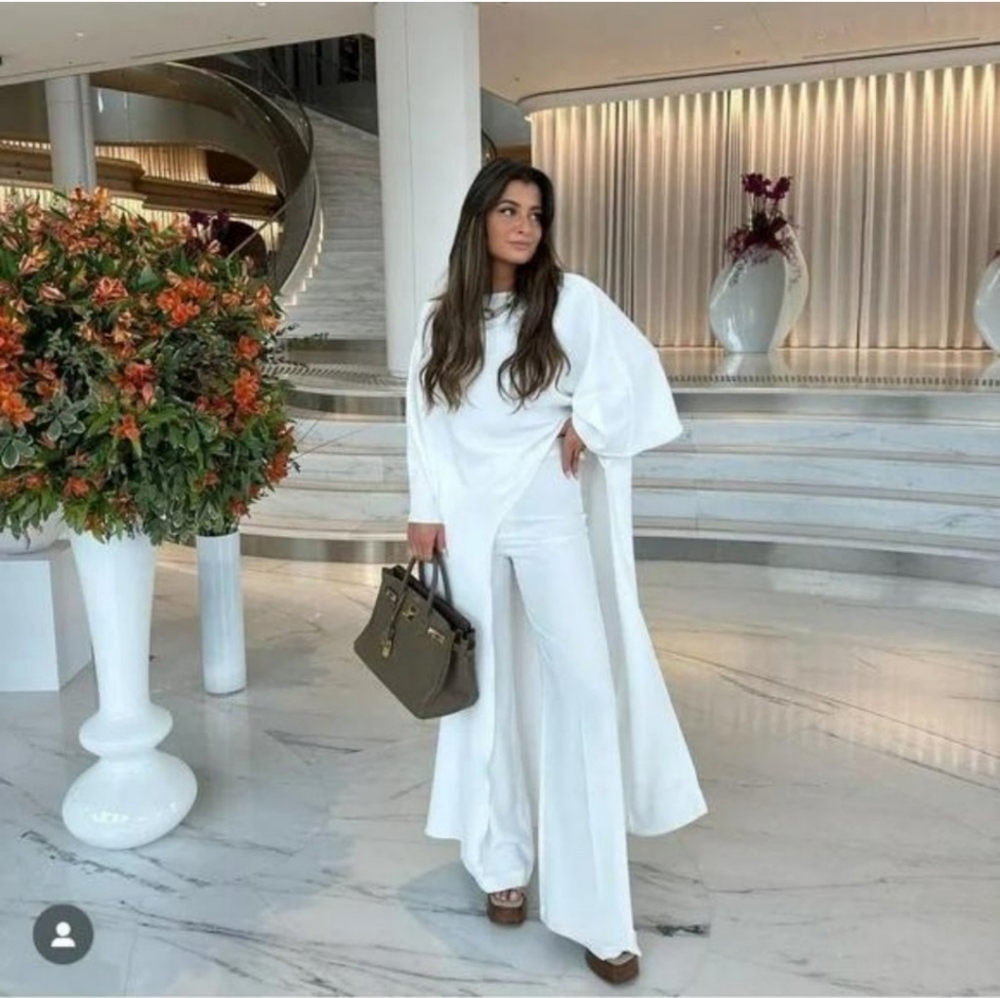 Zara white ecru asymmetrical off shoulder cape blouse dress
